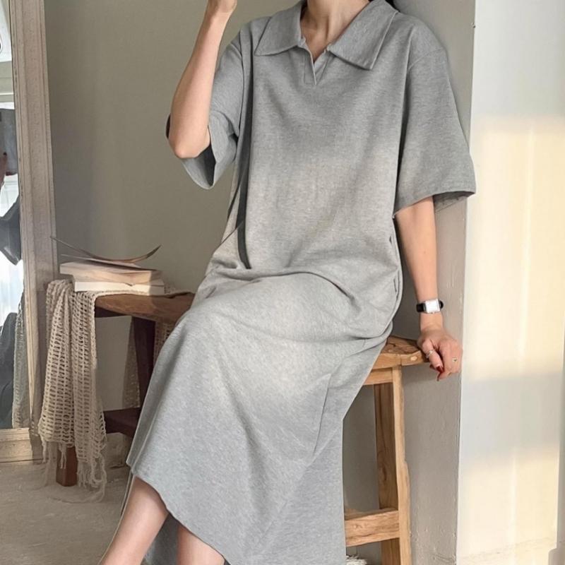 Shop Women Collar Neck 5 Sleeve Easy Wear Daily Dress Gray Ara Wdr 3128