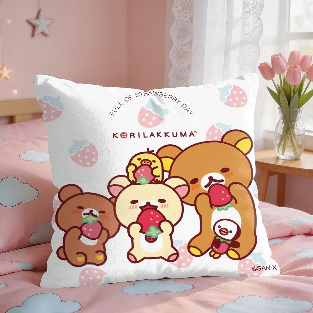 Cute Cartoon Anime RRilakkuma Cushion Cover Square Short Plush Pillow Case Living Room Sofa Home Decor Funda X