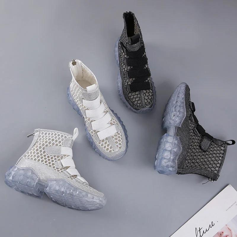 Женские короткие ботинки на плоской подошве 2024 года, новые универсальные летние дышащие и удобные сетчатые ботинки с вырезами, сетчатые ботинки, сандалии для девочек