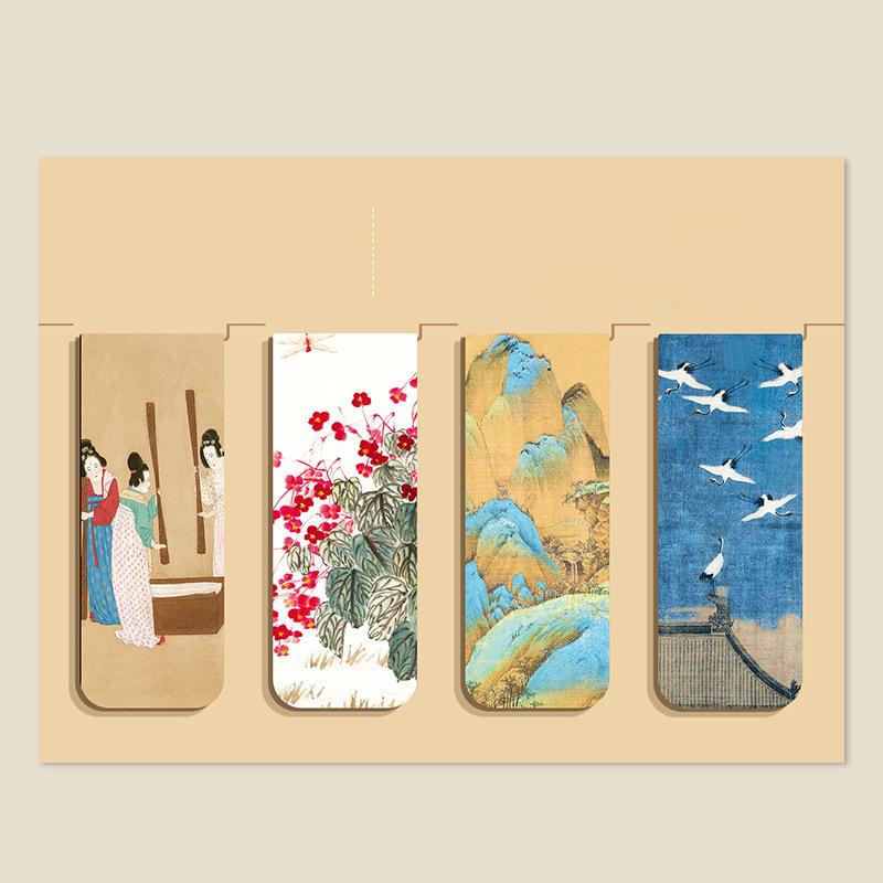 Creative Magnetic Bookmarks 4pcs Aesthetic Stationery Book Accessories Student Reading Marker Retro Literary Teacher'S Day Gift
