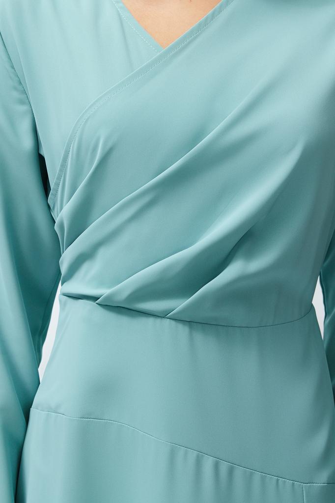 Женская мода новое вечернее платье в хиджабе цвета хаки двубортное тканое атласное вечернее платье с воротником