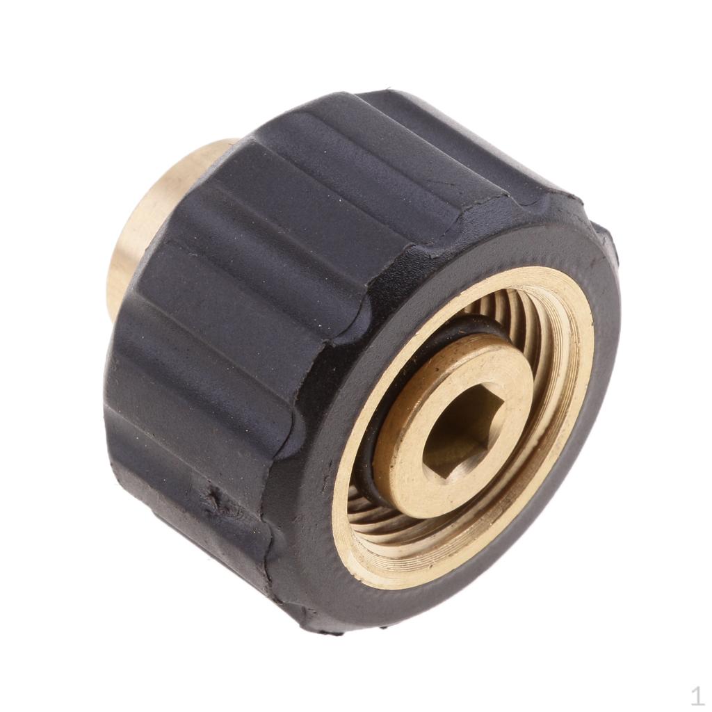 Женская резьба 1/4" на M22x1.5, гнездо 14 мм, латунный фитинг для мойки высокого давления