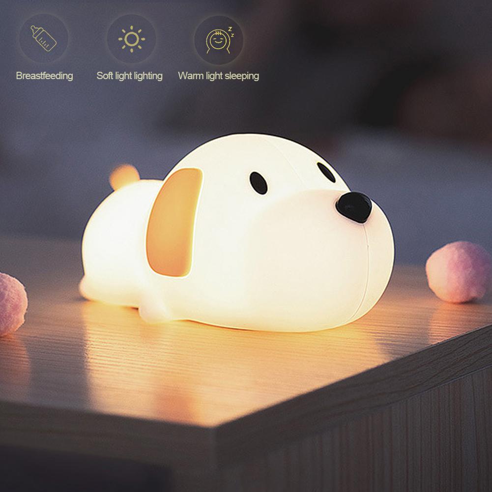 Papa Puppy Night Light Animal Lamp Silicone LED  Touch Sensor Dog Night Lamp Children Kid Bedside Bedroom Decor Birthday Gifts