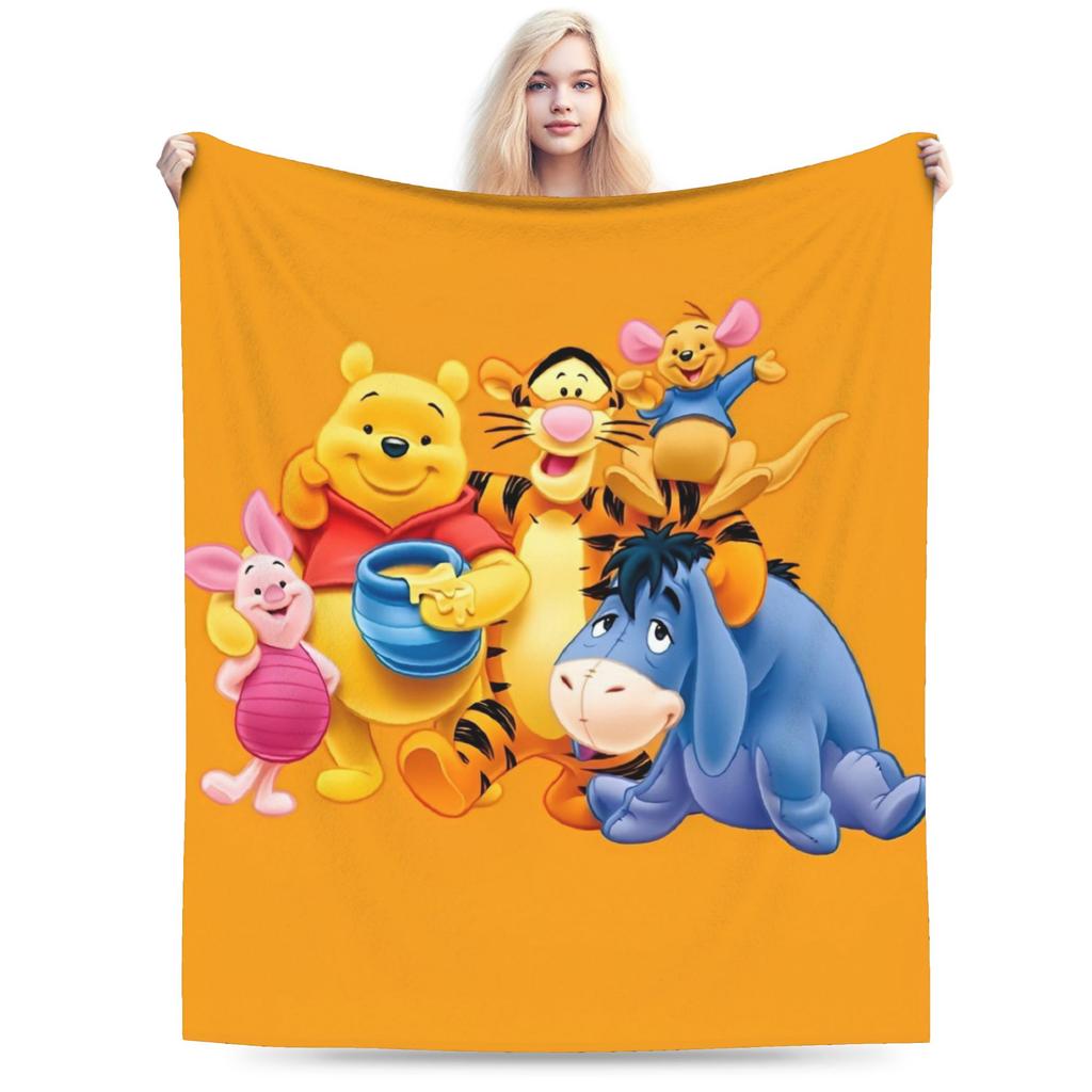 Pooh and Friends Blankets Flannel Summer Air Conditioning Winnie The Pooh Breathable Soft Throw Blankets Sofa Travel Rug Piece