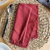 Boho Linen Napkin 18 Inch Washable Fringed Fabric Napkin Rustic Farmhouse Napkin for Dining Table Home Wedding Bridal