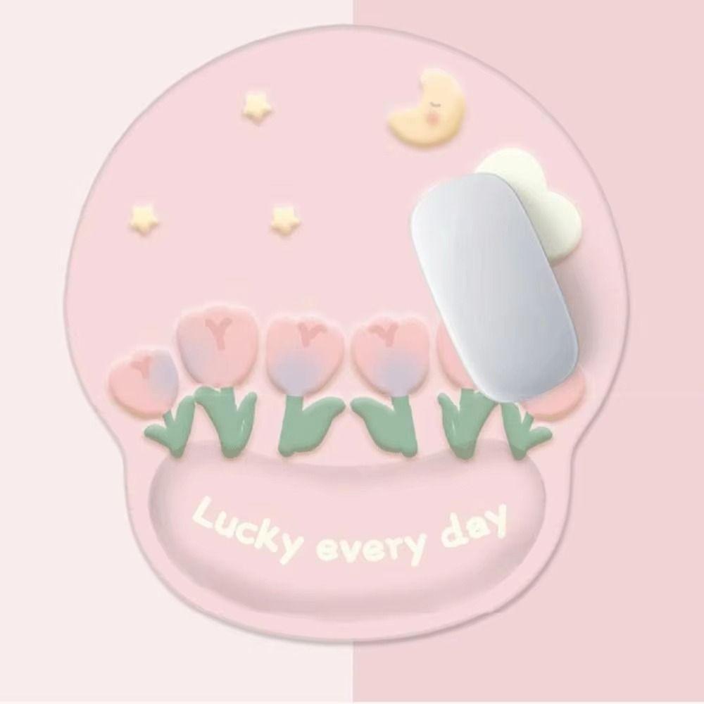 Non-Slip Tulip Mouse Pad Rubber Base Hand Support Wrist Rest Mouse Pad Thickened Ergonomic Mouse Wrist Rest Office Worker