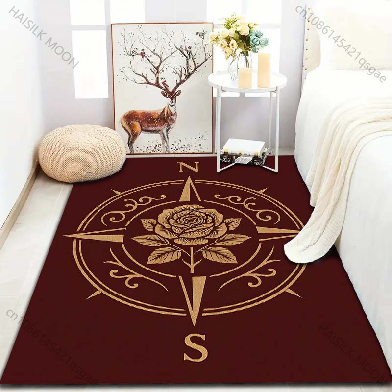 Multiple sizes Compass rose design Carpet for Living Room Bedroom Sofa Home Decor Rus Non-slip Floor Mat Luxury Gift