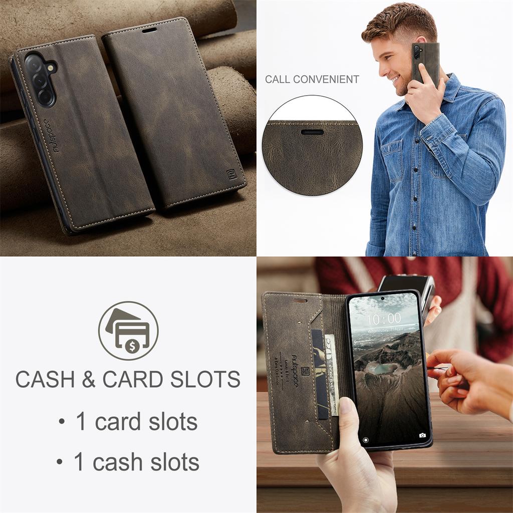 Премиальный Винтажный Кожаный Чехол-Кошелек для Samsung Galaxy A36 - Флип-Чехол с RFID-Защитой и Слотами для Карт, Ударопрочный, Ретро Стиль (4 цвета)