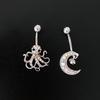 Colorful Zircon Starmoon Octopus Inlaid Diamonds Belly Piercings Ring Sexy Belly Button Ring Body Ring Women Jewelry