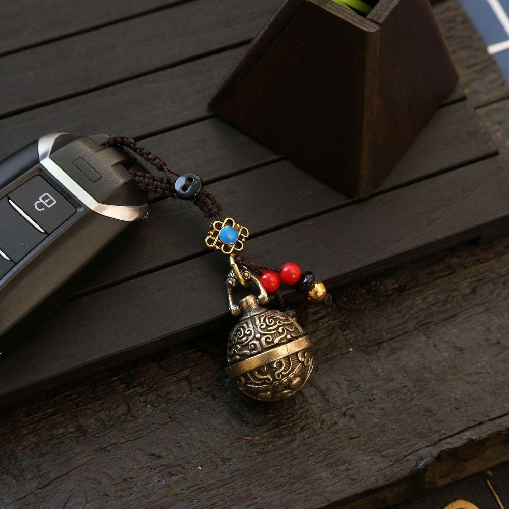 Латунный латунный брелок для ключей в виде колокольчика, брелок для ключей в виде веревки, брелок для ключей в виде мантры для женщин