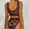 Women Lace Transparent Mesh Lingerie Sexy Fun Underwear Sling Home Erotic Nightwear Pajamas