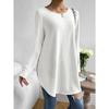 Women S Casual Solid Color Round Neck Long Sleeve T Shirt With Split Hem