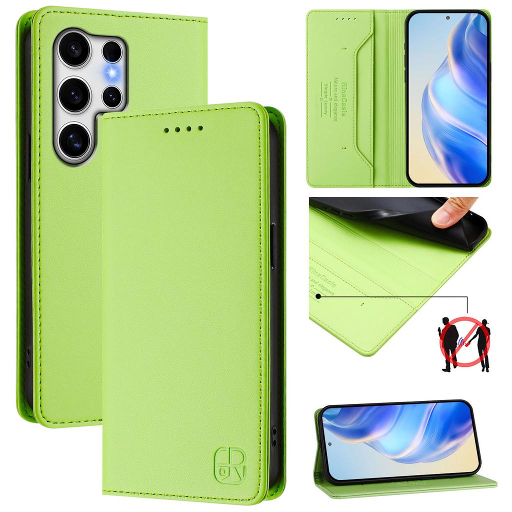 Suitable for Samsung S25/24 phone case, RFID anti-theft, card slot, strong magnetic attraction, flip cover leather case