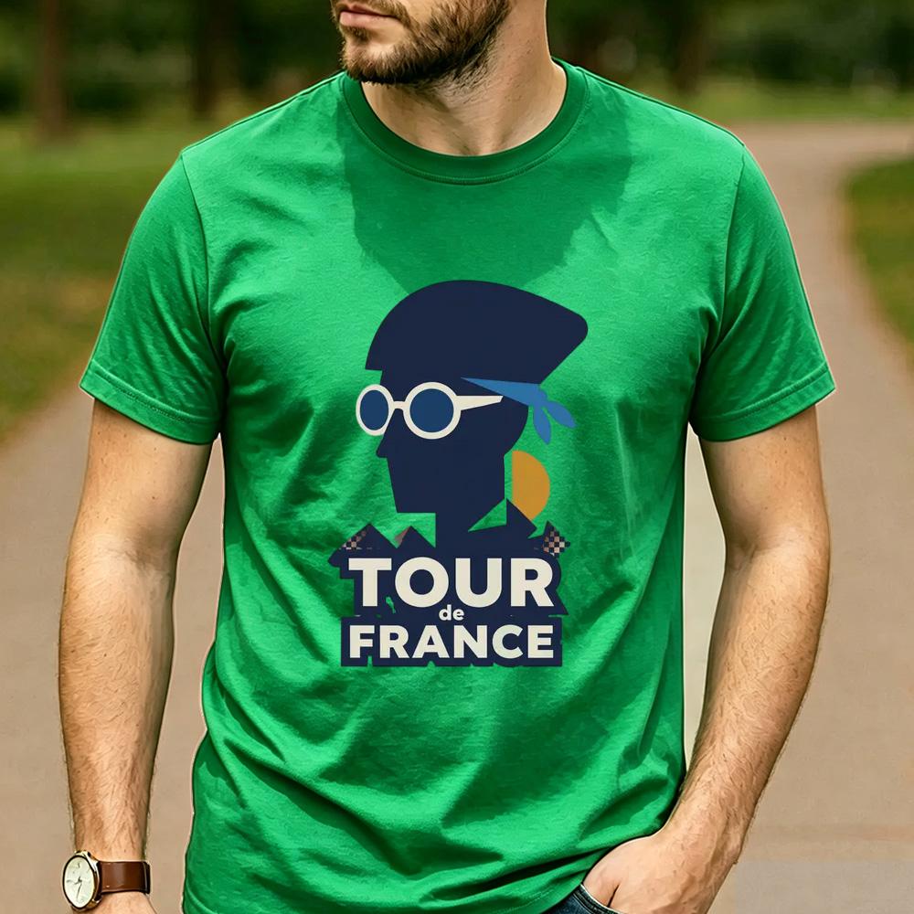 Pro Cycling Fan Cotton T Shirt Short Sleeve Tour de France Retro Beret Sunglasses Rider Graphic Unisex Road Race Sports Tee