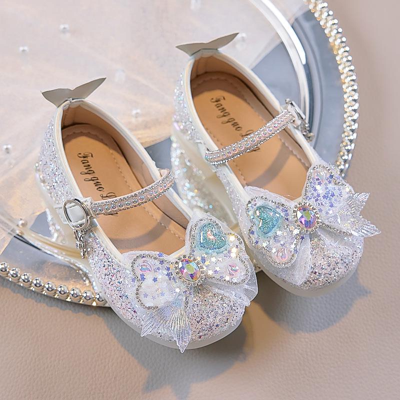Новые Хрустальные Туфли-Хвост Русалки для Девочек 2025 года с Мягкой Подошвой и Высоким Каблуком, Идеальны для Вечерних Платьев
