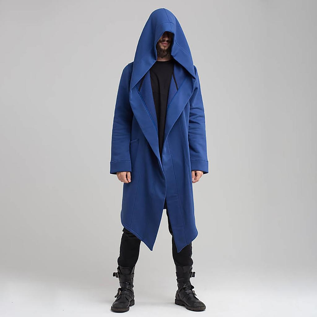 Зимняя мода мужской тонкий длинный кардиган с капюшоном теплое шерстяное пальто куртка