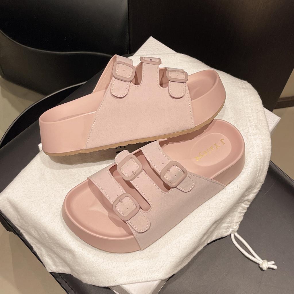 Шлепанцы на толстой подошве женские для улицы 2025 лето новая мода кэжуал ретро пряжка кэжуал однословные крутые шлепанцы