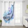 Большой синий кит, оконные шторы для гостиной, роскошный декор для спальни, занавески для кухни, занавески для окон