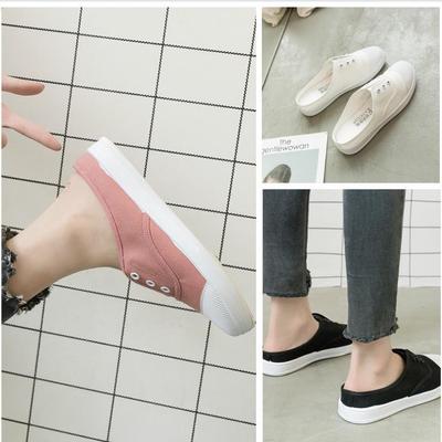 Женские парусиновые туфли-слипоны в корейском стиле, белые, размер 41, без каблука. Идеально подходит для лета и круглогодичного ношения.