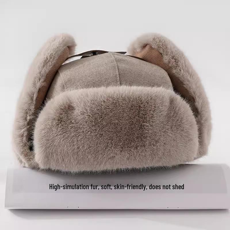 Korean Style Winter Patchwork Lei Feng Hat with Ear Protection - Unisex Windproof Cycling Cap