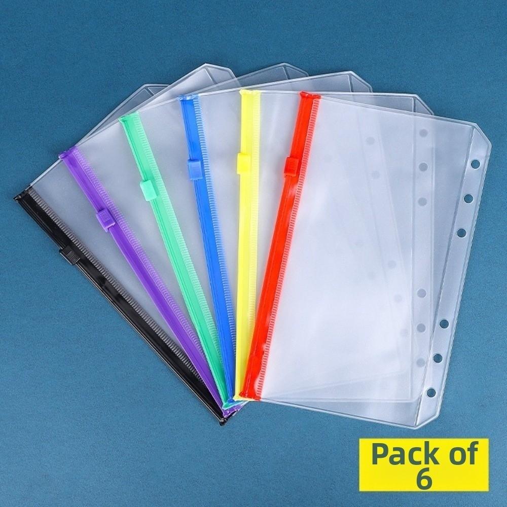 6PCS/Set Transparent A6 Binder Pockets Waterproof Planner Pockets Journal Supplies