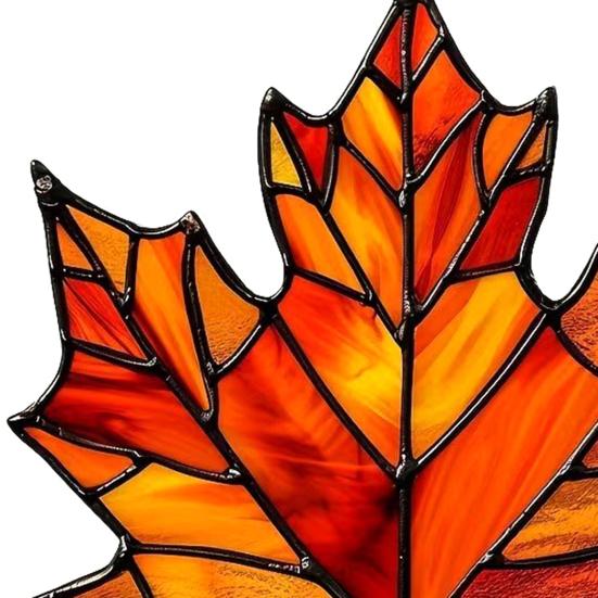 Autumn Maple Leaf Suncatcher Stained Glass Window Wall Hanging Decoration Acrylic Fall Leaf Ornament for Harvest Thanksgiving Party Supplies