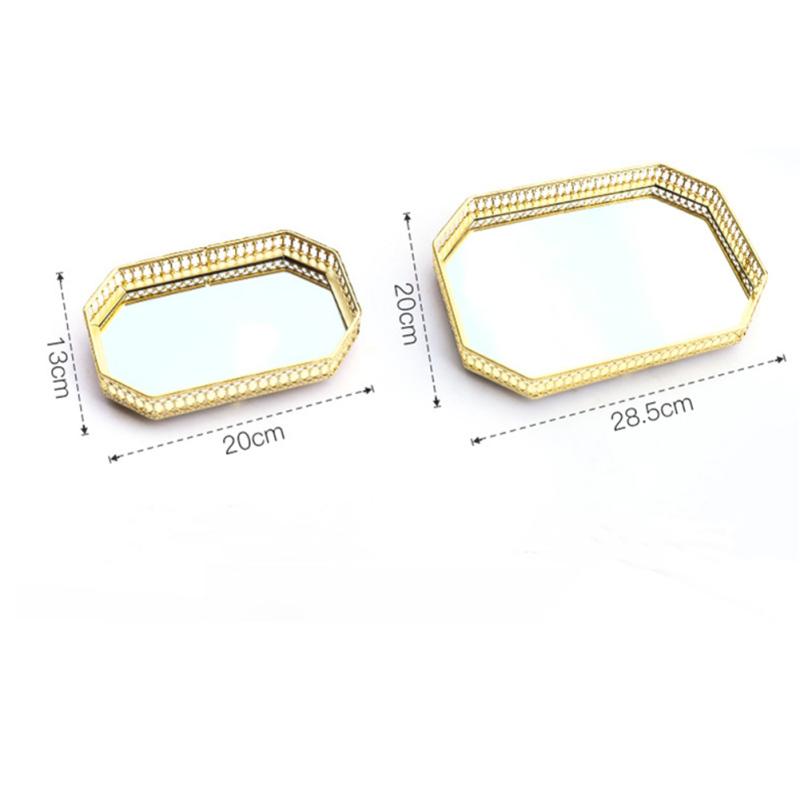 Поднос для хранения в скандинавском роскошном стиле, прямоугольный стеклянный зеркальный поднос для гостиной, бытовой металлический