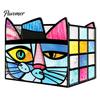 Small Succulent Planter Stained Glass Style Pen Holder, Unique Acrylic Desktop Organizer, 3D Multi Purpose Organizer Embossed Relief Pattern