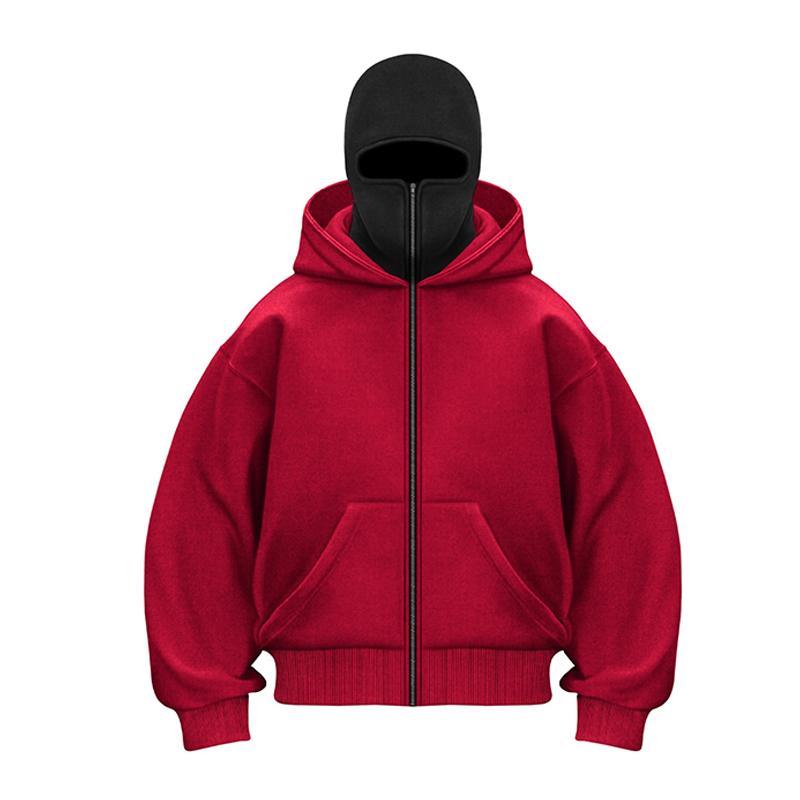 Y2K Gothic Harajuku Double Hat Design Sportswear Winter Windproof Hoodie