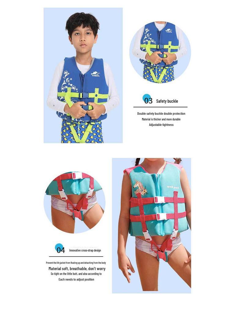 WELLPATH Kids' Swim Vest: Large Buoyancy Life Jacket for Boys & Girls' Swimming Assistance