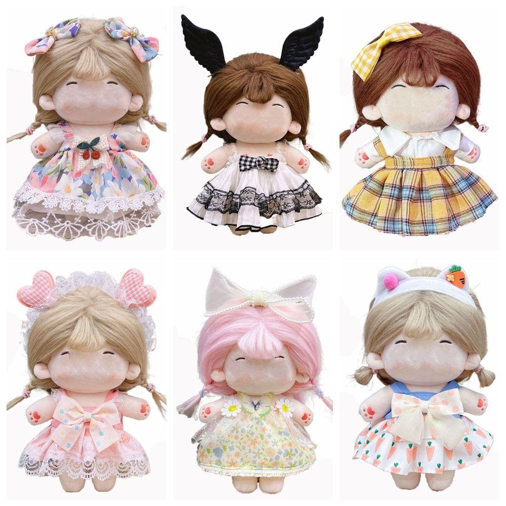 20CM Miniature Dress Suit Lolita Bowknot Headband Princess Dress Set Cotton Stuffed Doll