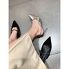 2025 New Pointed Rhinestone Silver High Heels Femininity Socialite Stiletto High Heels Women's Shoes Single Shoes Sandals Ins