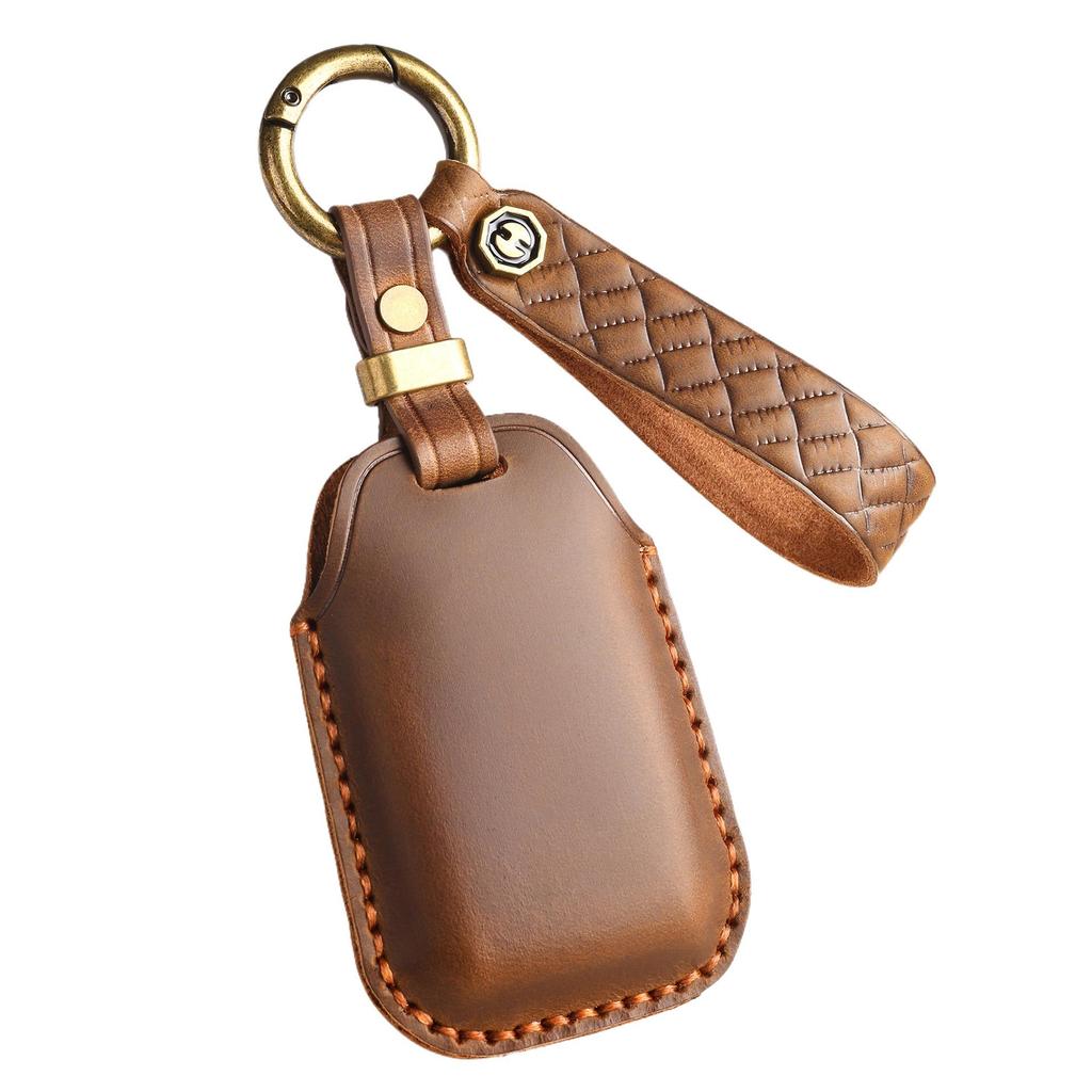 Кожаный чехол для ключа в стиле ретро для Toyota Yaris: Сшитый вручную чехол для ключей из натуральной кожи с пряжкой.