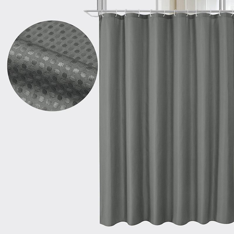 1pc Waterproof Shower Curtain Plain Waffle Mildew-proof Shower Curtain Bathroom Partition Curtain Home Living Room Decoration