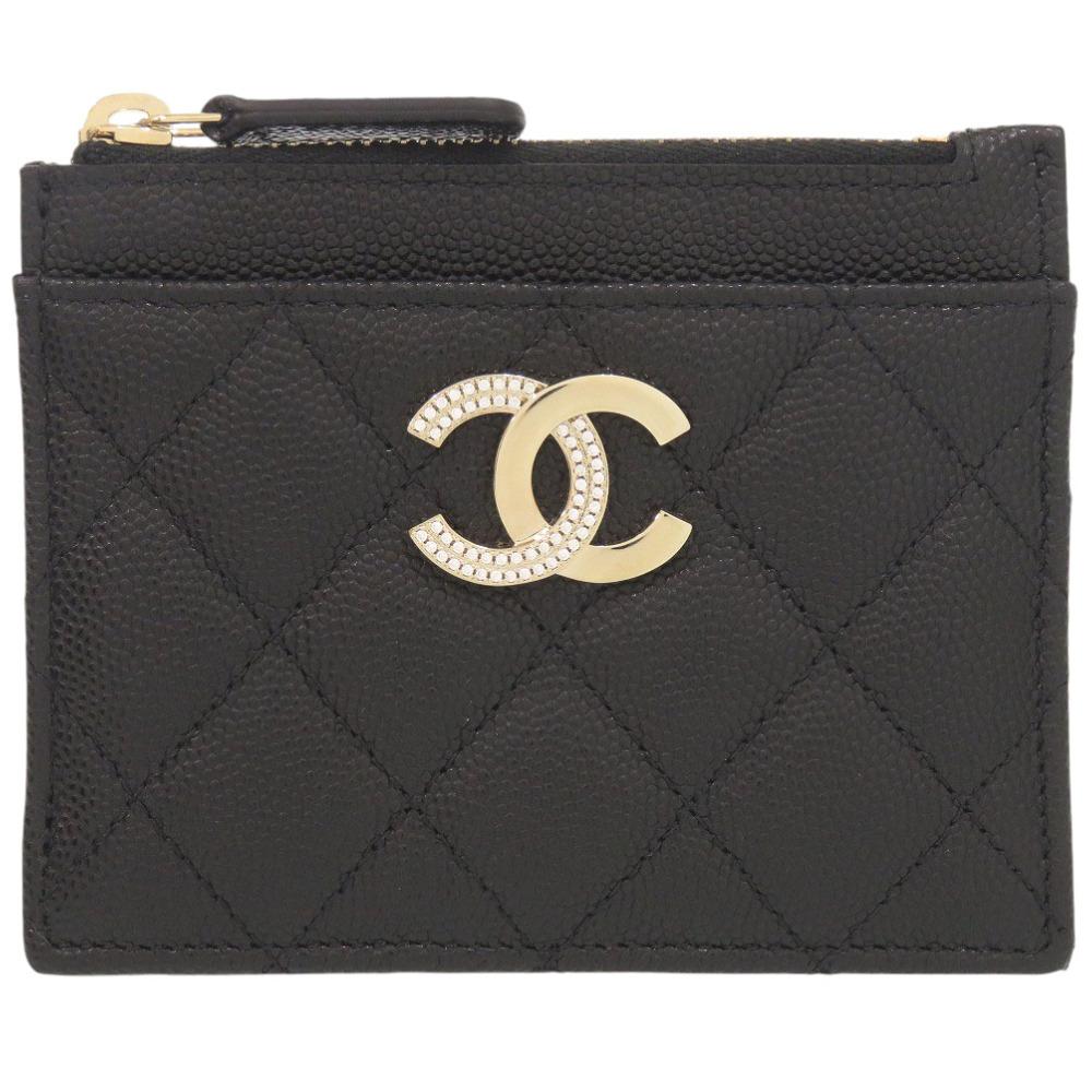 Used AUTHENTIC CHANEL AP3139 Matelasse Fragment Case CC Mark Wallet Black Leather