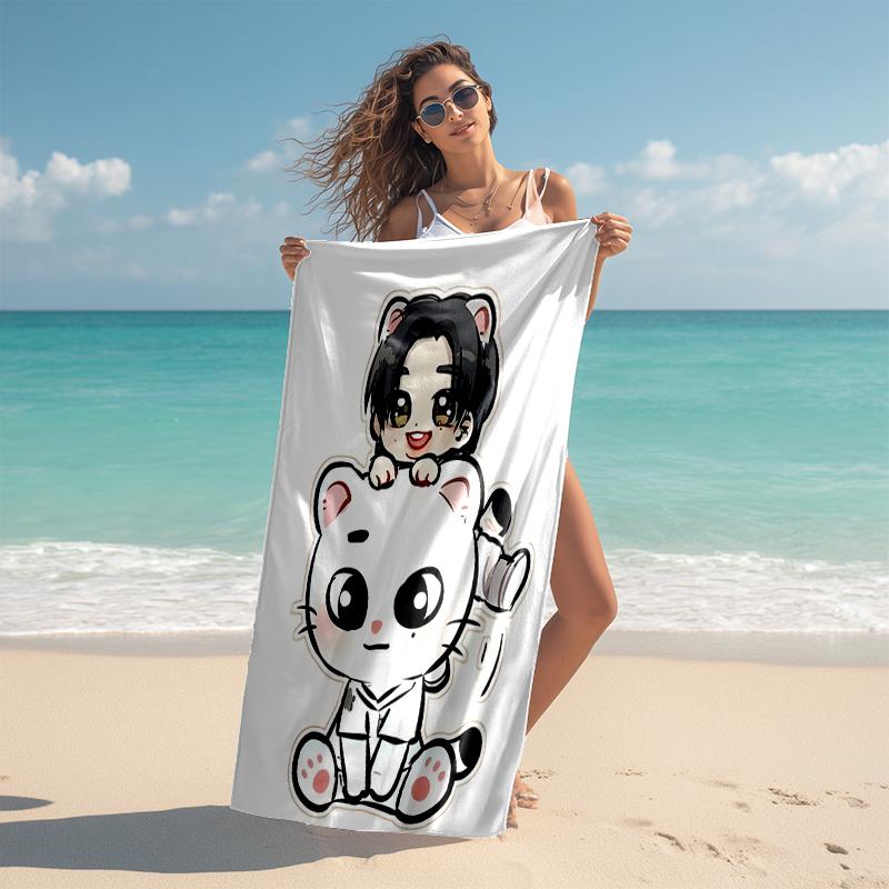 1pc Kpop Team8 Beach Towel, Comfortable and Thick, and Swimming/Bath/Picnic/Camping Towel, Suitable for Seaside Beaches