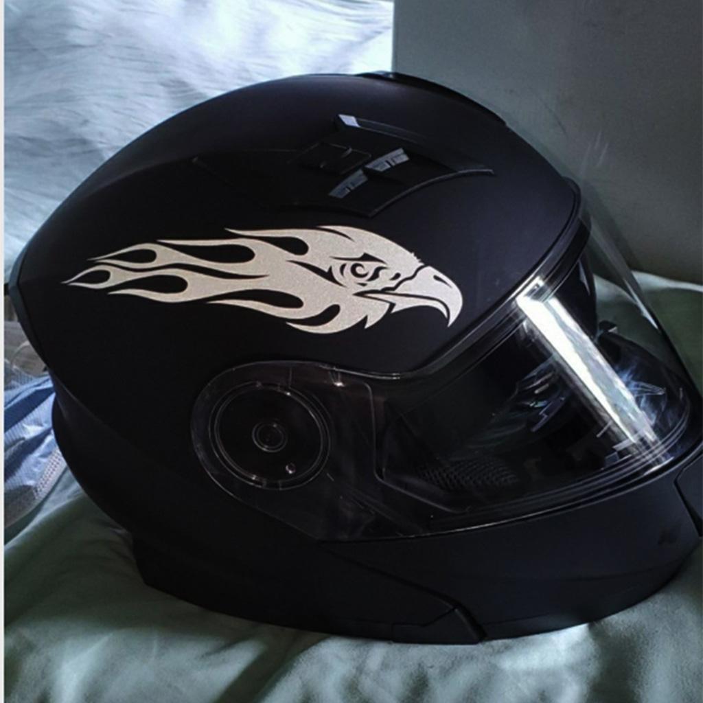 2 Pcs Custom Car Stickers DIY Kit Eagle Flame Pattern Reflective Scooter Bicycle Cool Decal Logo Reflective Styling