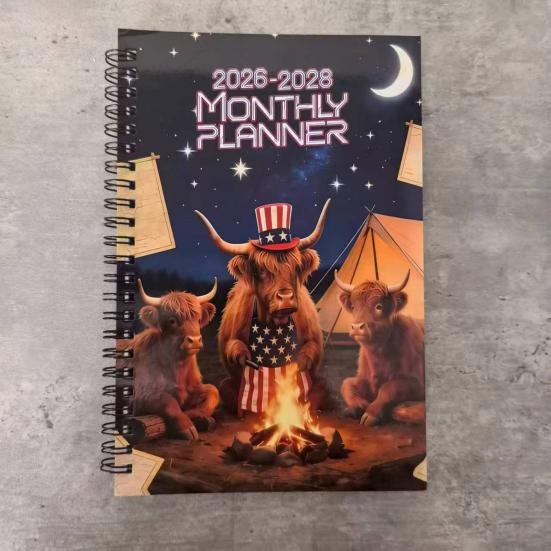 Ежемесячник на 2026-2028 годы Книга-планировщик на 3 года Янв. 2026 - Дек. Календарь на 36 месяцев 2028 года с переплетом на двойной спирали для школьной работы