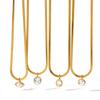 Light luxury ins stainless steel water drop horse eye round zircon pendant necklace flat snake chain women's plated 18k gold collarbone chain