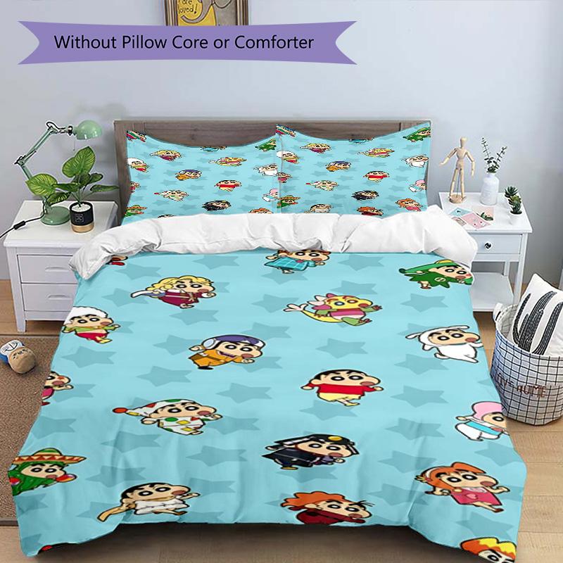 3pcs Duvet Cover Set (1*Duvet Cover + 2*Pillowcase, Without Core), Cartoon comics Print Bedding Set, Bedroom Decor, All‑Season, Birthday Gift