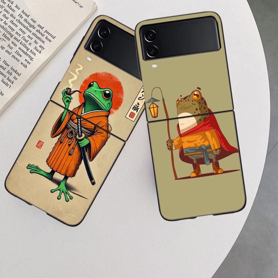 Милый Мышь Аксолотль Лягушка Волшебник Чехол для Телефона Для Samsung Z Flip 7 6 5G Galaxy Z Flip 5 4 3 Черный Жесткий Чехол Роскошный ПК Корпус C