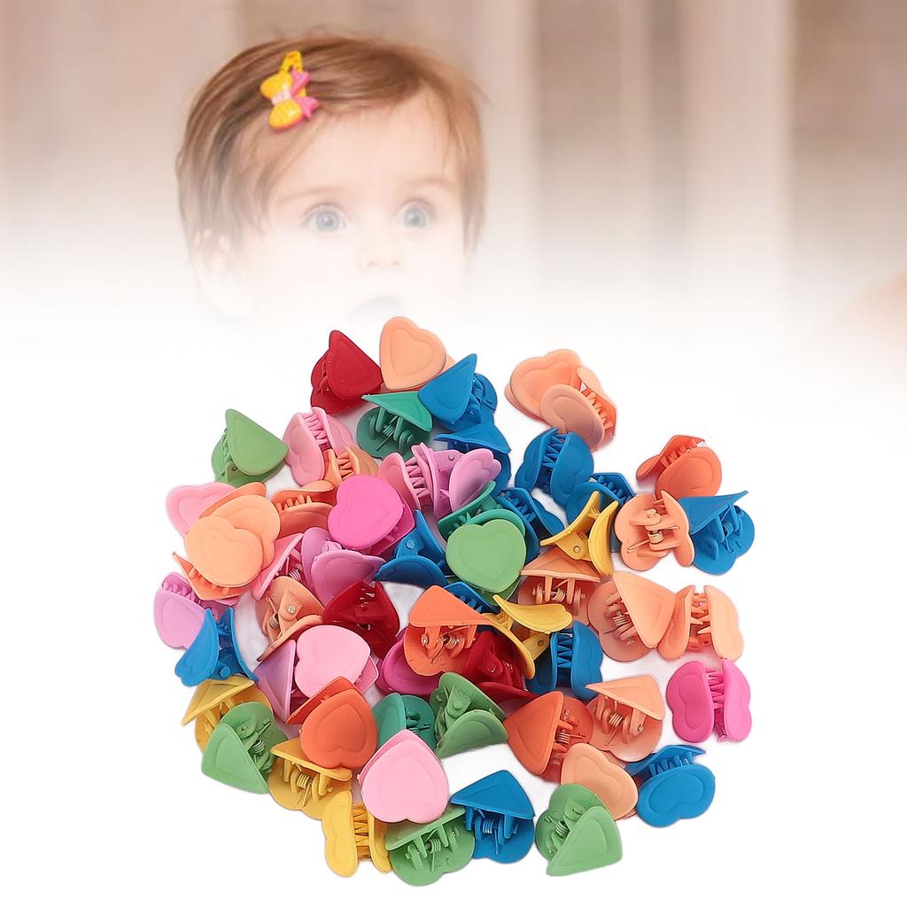 100pcs Mini Heart Claw Clips Tiny Cute Hairpin Hair Decoration Accessories Children Colorful Hair Cl