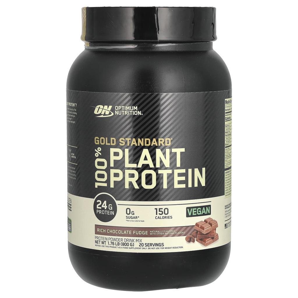 Optimum Nutrition Gold Standard 100% Plant Protein, Rich Chocolate Fudge, 1.76 Lb (800 G)