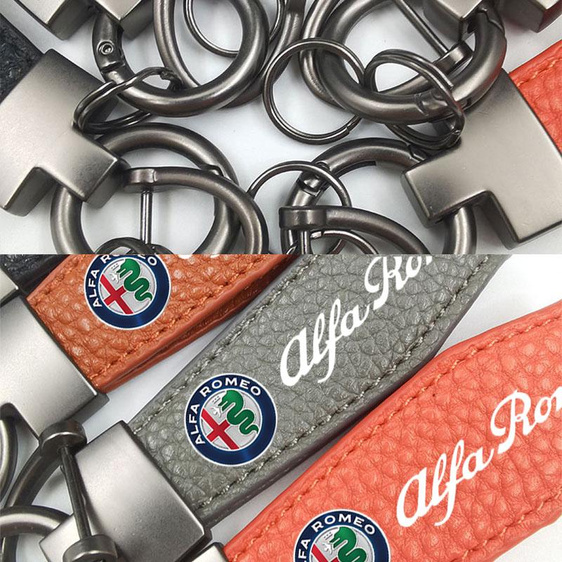 Car Key Chain Luxury Genuine Leather Keychain For Alfa Romeo STELVIO Giulia 159 Giulietta 147 Mito 156 MTO Sportiva Accessories SY1