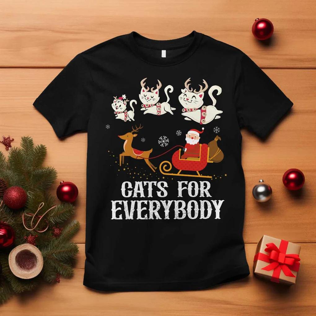 Unisex Clothing Unisex Cats for Everybody Santa Funny Christmas Pajama Xmas Unisex Women TShirt Tops Harajuku Y2K High Street Fashion