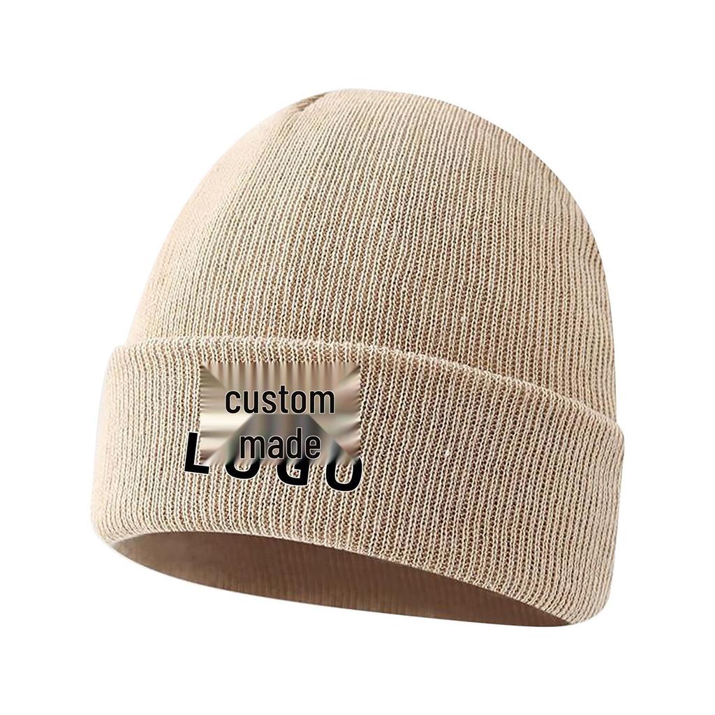 Персонализированная зимняя шапка бини с логотипом - Вязаная шапка с вышивкой на заказ, Теплый осенний подарок, Однотонная