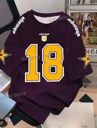 Men's digital print short-sleeved jersey sweatshirt football t-shirt retro casual top men's loose clothing