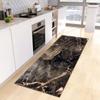 Marble Print Kitchen Runner Rug, Modern Gold  Black Vein Non-Slip Water  Oil Resistant Floor Mat
