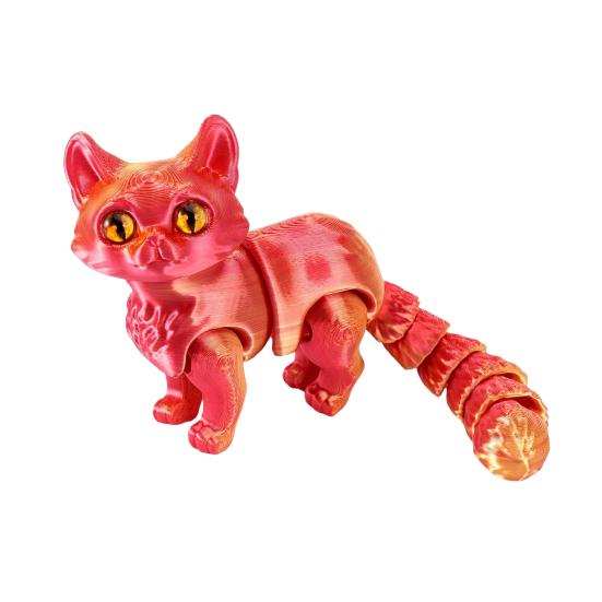 3D-печатное украшение в виде кота, подвижная фигурка кота с гибкими конечностями и хвостом, настольный питомец-кот, игрушка-антистресс для взрослых и детей, для дома и офиса