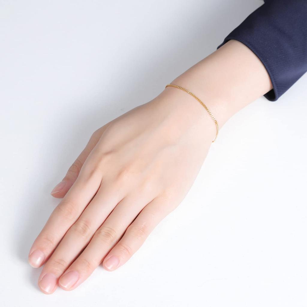 Браслет K18 18K Золото Кихэй Двусторонний Одинарной Ширины Выбираемые Размеры Гравированная Золотая Цепочка Размер 15см 1.6мм Женский